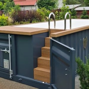 6,2m x 2,5m Containerpool mit Wärmepumpe, Premiumpaket